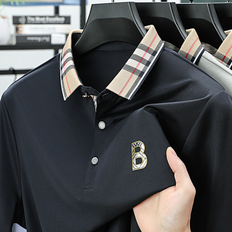 Luxury Brand Designer Clothes Summer New Men's Turn-Down Collar Polo Shirt Mulberry Silk Business Short Sleeve Casual Top T-Shirt Printed Dad Outfit