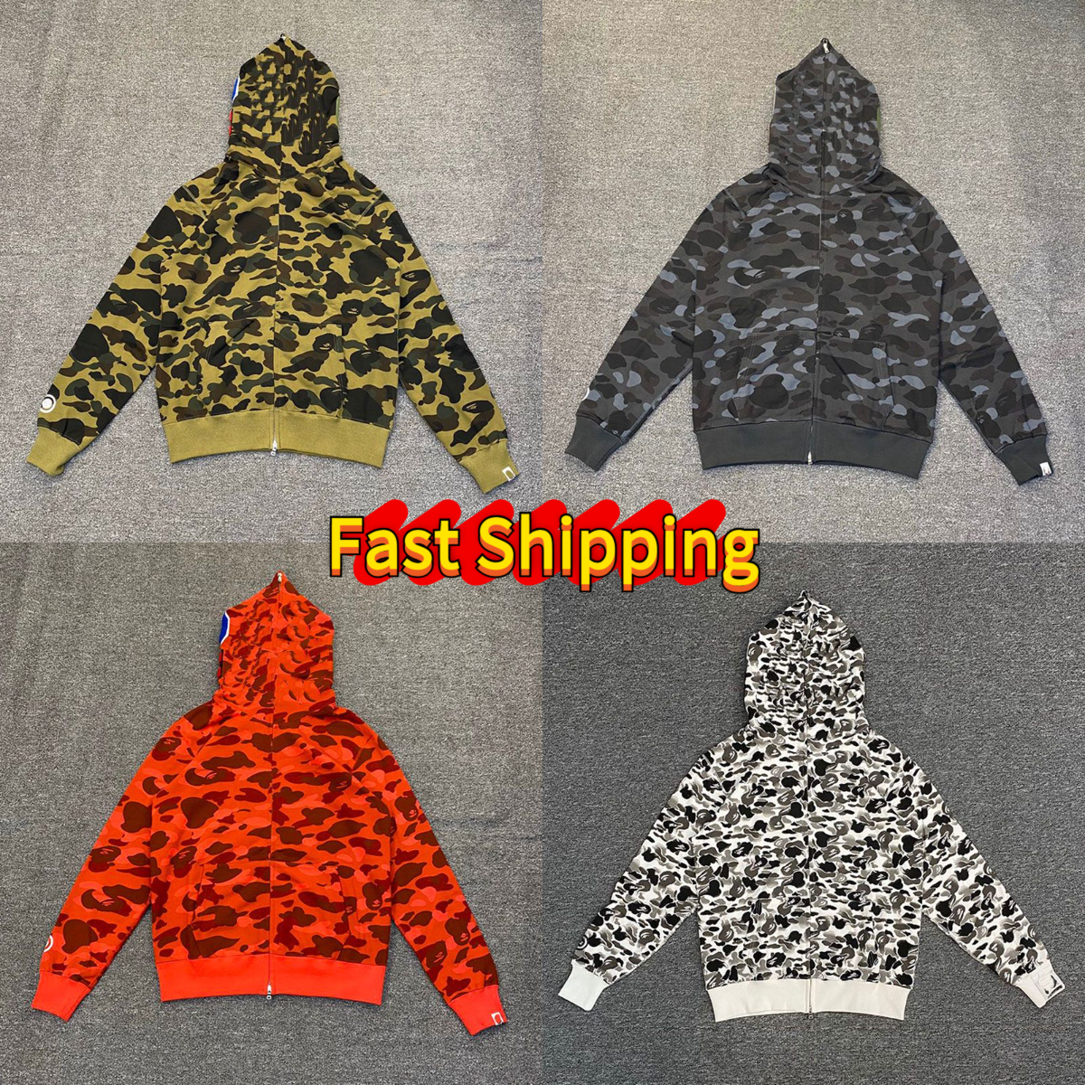 Bapehoodys Full Zip Up Camo Jacket Unisex Harajuku Y2k Streetwear Mens Womens Designer Bapp hoodie Hip Hop Couple Gothic fashion Clothes Bathing App Hoodies 034 be3