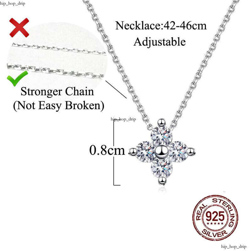 Simple Style VVS Moissanite Gold-Plated S925 Sterling Silver Flower Shape Chinese Necklace Women's Jewelry