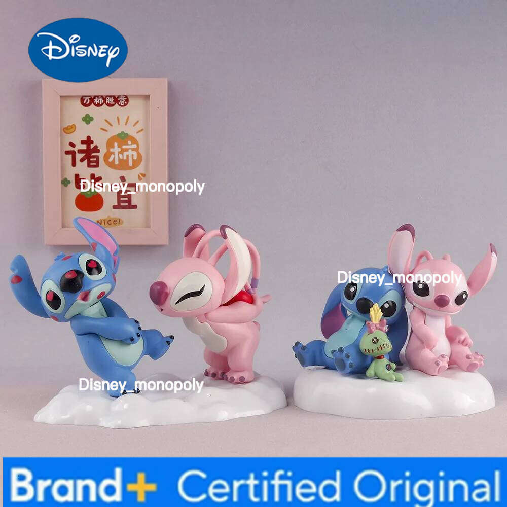 Disney Lovers Model Doll Angel Kissing Stitch Statue Desktop Display Figurines Ornaments Valentine's Day girlfriend Gifts H260105 H260105