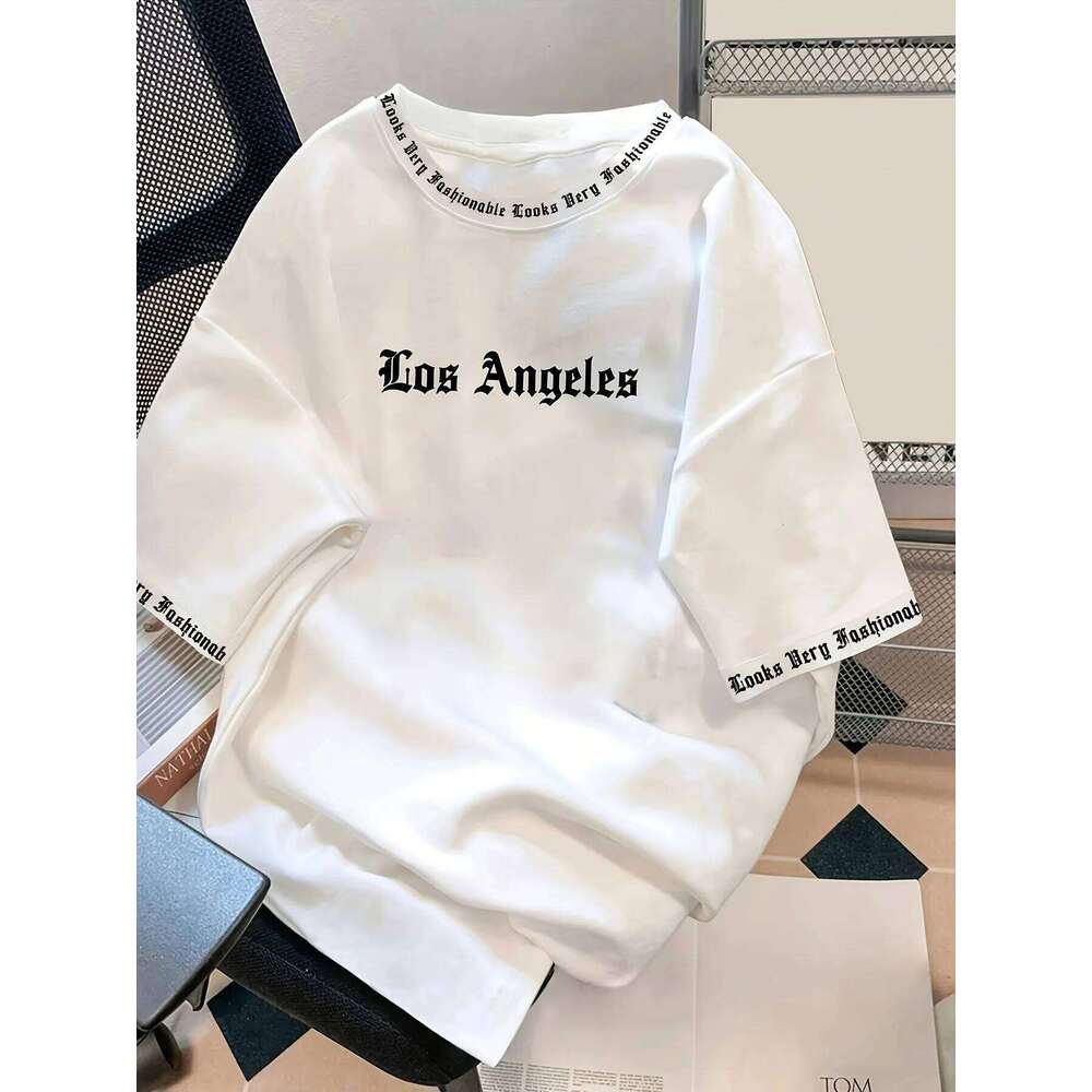 T The 2025 summer new men's T-shirt 3D letter print casual loose solid-color basic coat with American style C260105