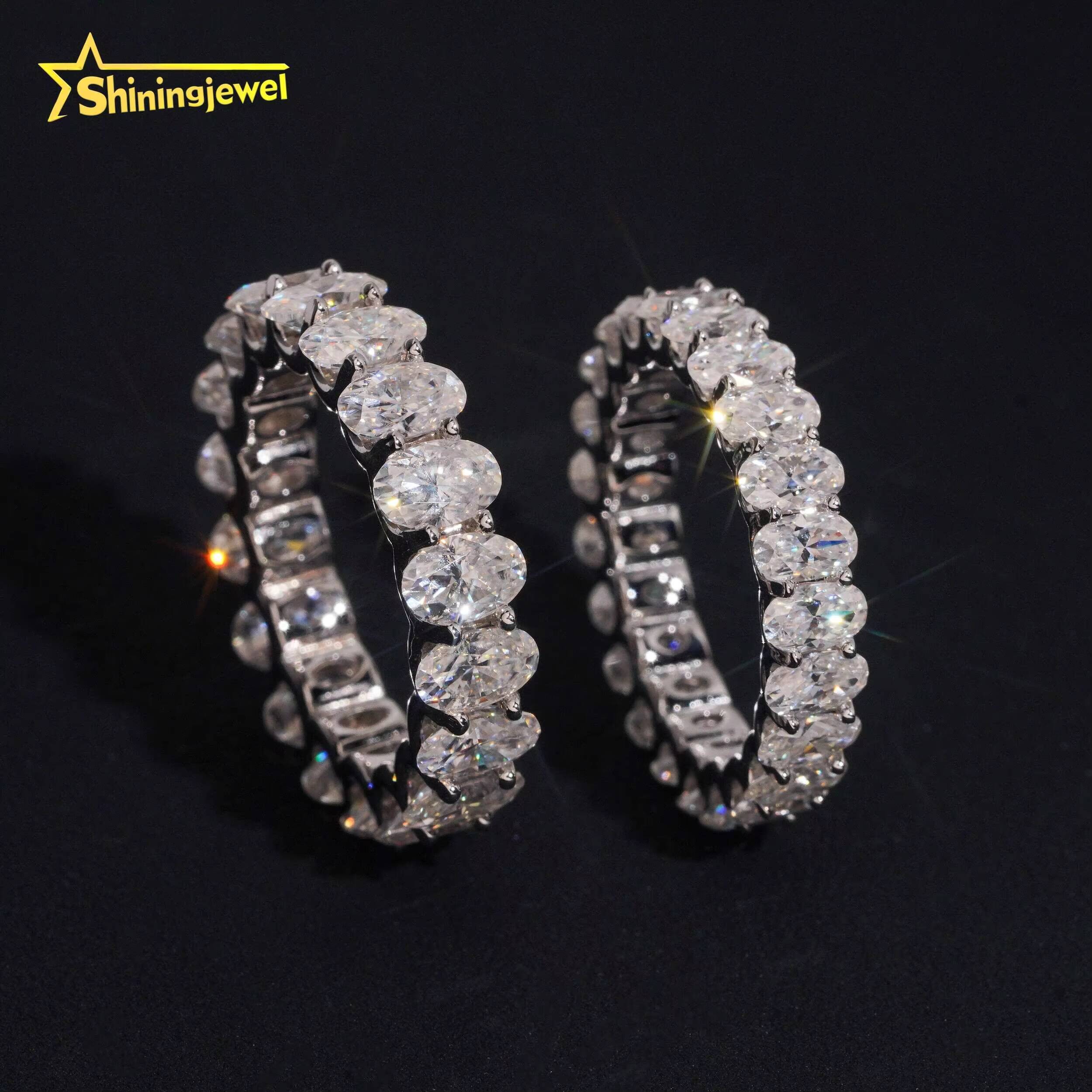 Luxury 925 Sterling Silver Full Oval 4x6 3x5 Moissanite Finger Ring Classic Wedding Engagement Fine Jewelry Gift for Women