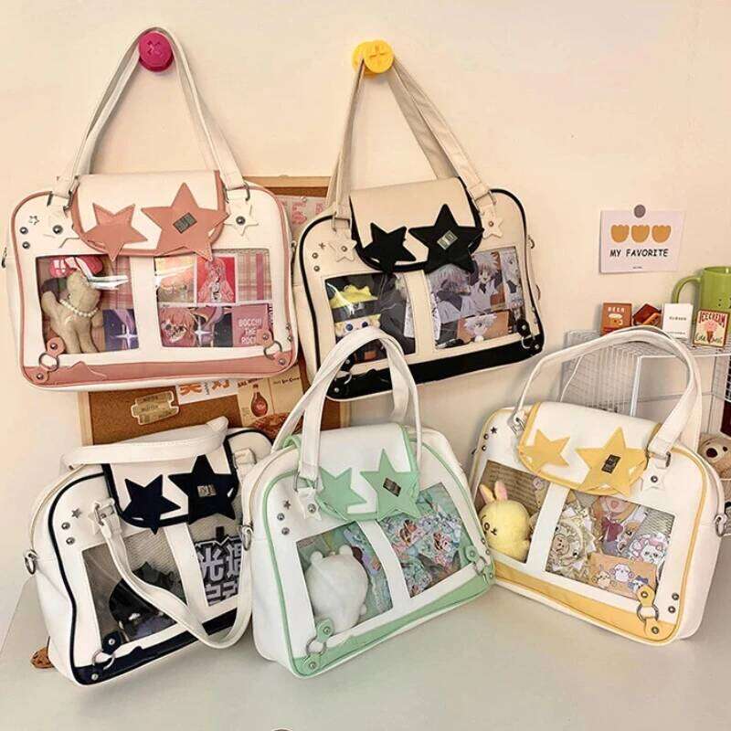 Y2K Trendy Star Ita Lolita Girl Transparent Pocket Fashion Crossbody Women's DIY Display Shoulder Bag Cute Purse Handbag