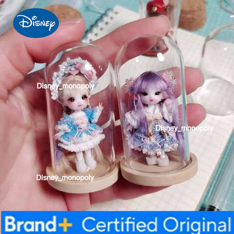 Disney 20X Small Cute Micro Landscape Eternal Transparent Flower DIY Dustproof Cover Glass Dome On Wooden Base Doll Toy Box H260105 H260105