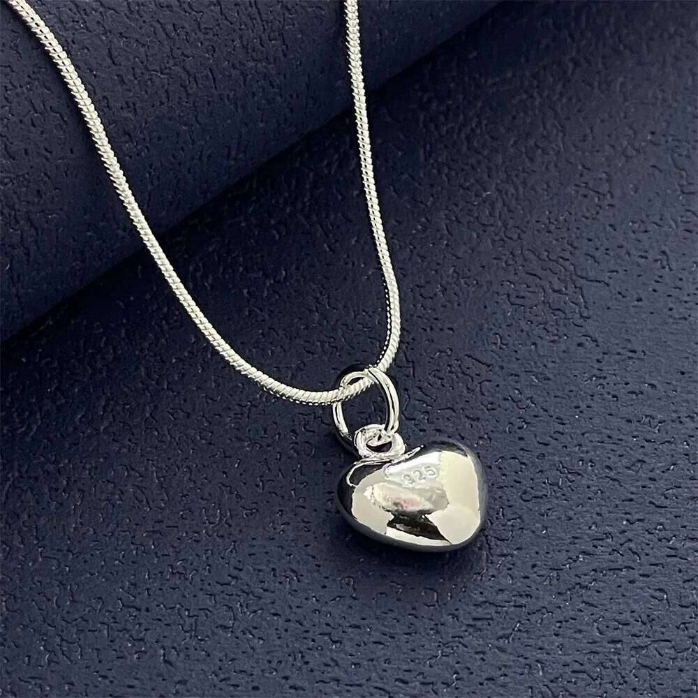 925 Sterling Silver Heart Pendant Necklace, Ladies Simple Luxury Banquet Wedding Festival Birthday Jewelry Gift