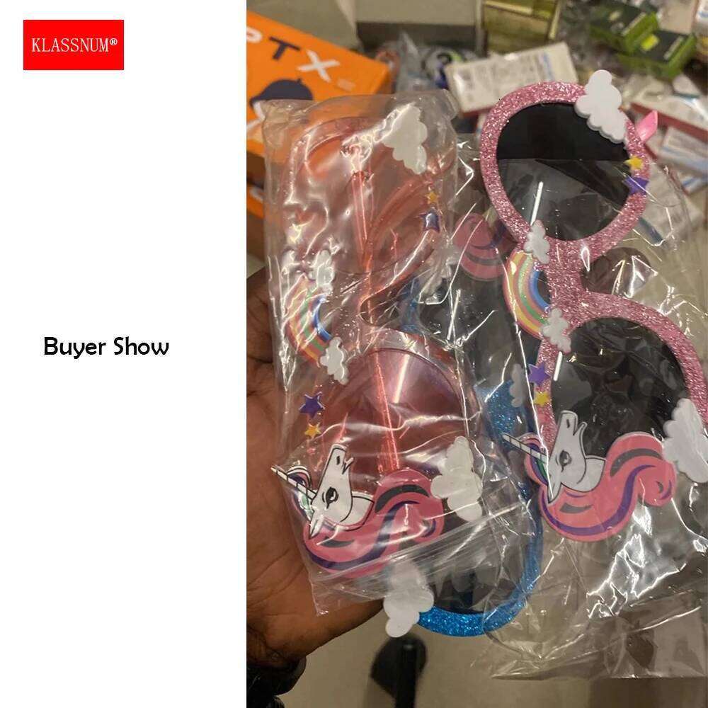 KLASSNUM Children's Cartoon Sunglasses Kids Boys Girls Cute Rainbow Sun Glasses Prop Birthday Party Decoration Z260305