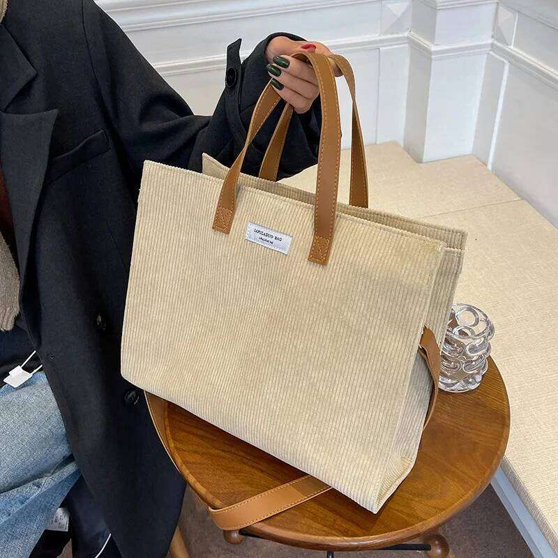 Handbags Corduroy Satchel Shoulder Ladies Totes Crossbody Bag for Women Vintage Shopper Shopping Bags