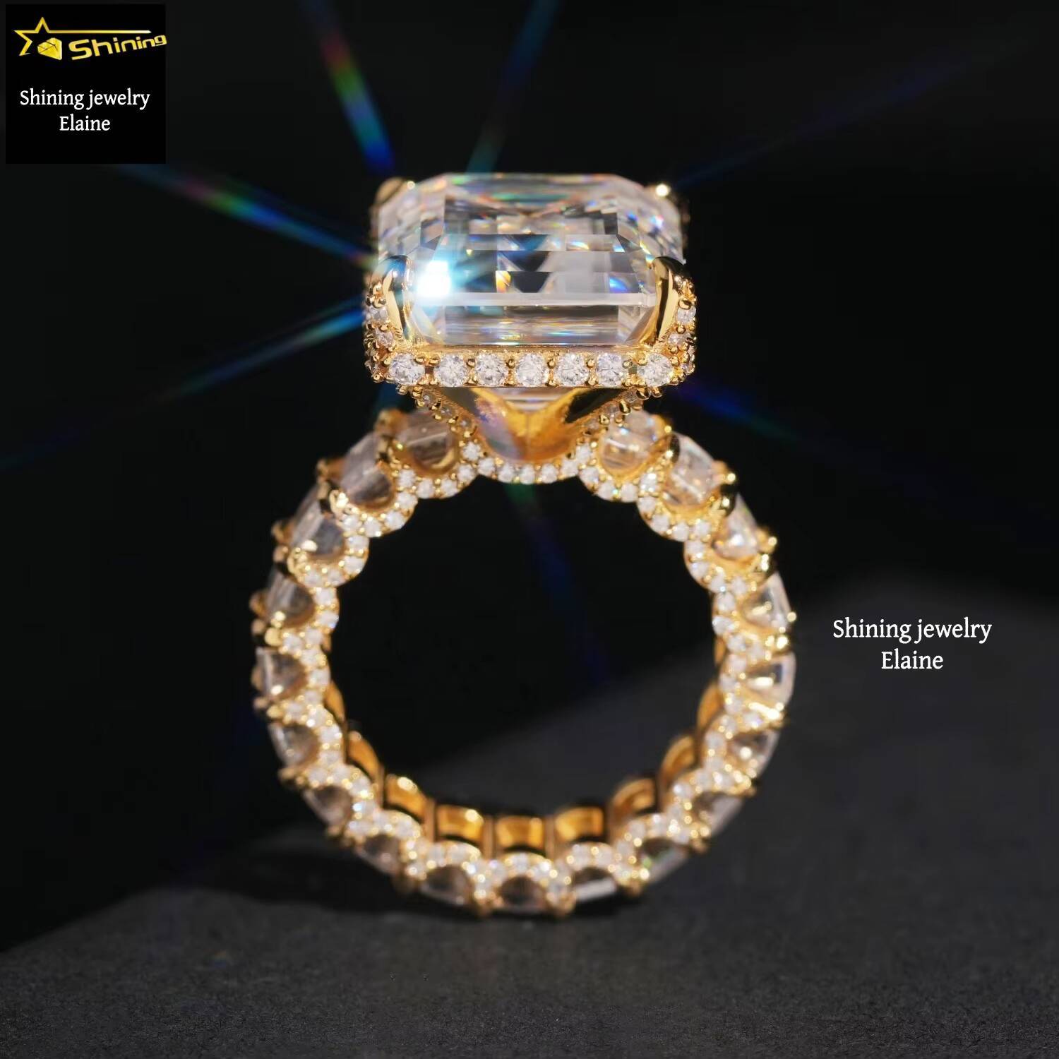 Fashion Jewelry Pass Diamond Tester 925 Sterling Silver D Color VVS Moissanite Hip Hop Custom Iced Out Cross Ring