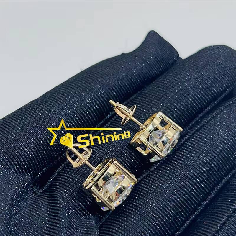 Dropshipping Moissanite Earrings Fine Jewelry10K 14K Real Gold D Color Moissanite Solitaire Lab Diamond Stud Earrings Screw Back
