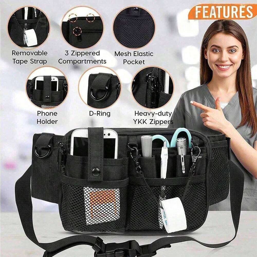Multi-Pocket Nursing Tool Waist Large Capacity Lifeguard Nurse Belt Bag Medical Gear Pockets