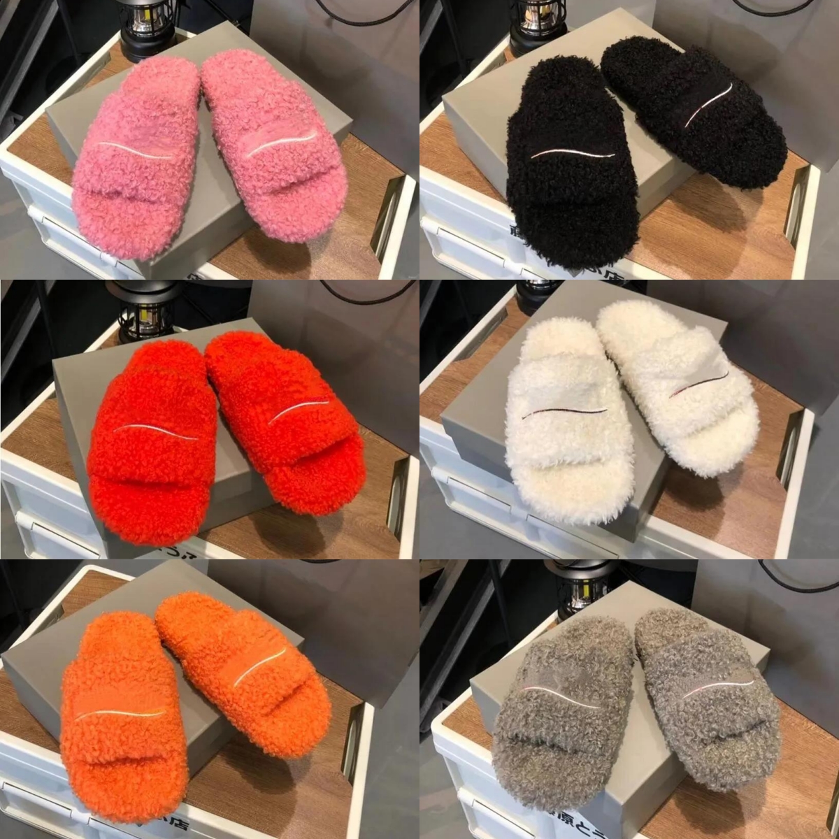 free shipping Luxury Slides Paris Designer men women Slippers Ladies Wool Winter Fur red Fluffy Furry Warm Letters Sandals Comfortable Fuzzy Girl Slipper 35-45