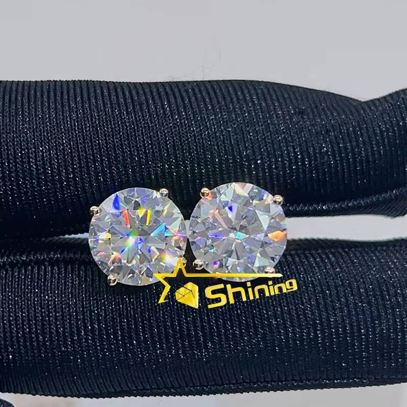 Dropshipping Moissanite Earrings Fine Jewelry10K 14K Real Gold D Color Moissanite Solitaire Lab Diamond Stud Earrings Screw Back