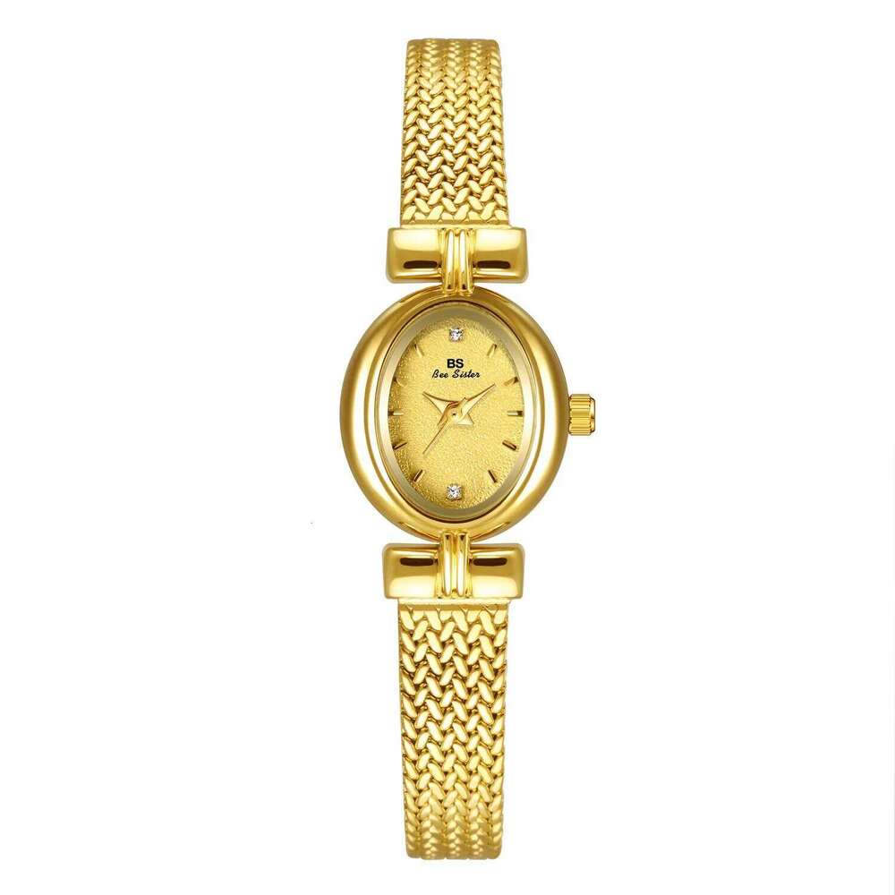 Women's Watches Luxury Brand Oval Quartz Watch Gifts For Women Vintage Elegant Waterproof Golden Wheat Bracelet Wristwatch 26N0105