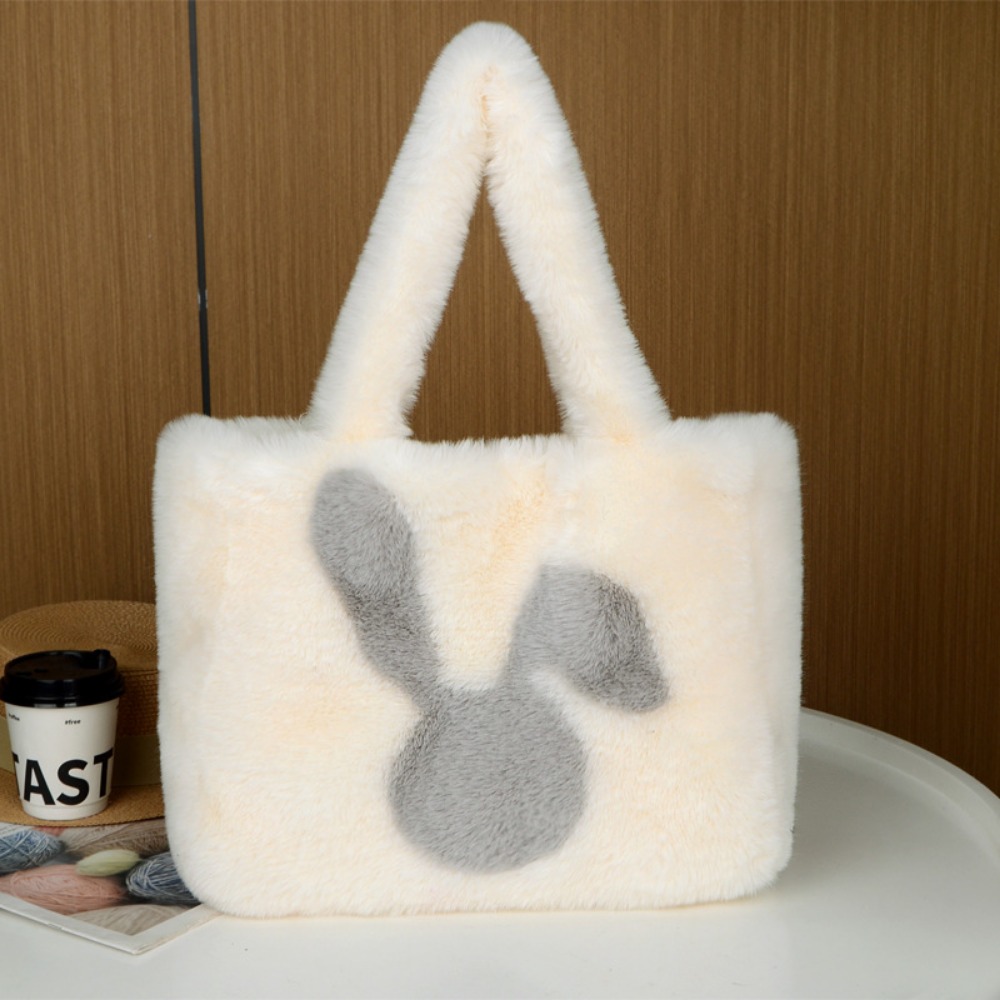 Soft Cute Big Ears Rabbit Plush Bag Women's Winter New Large-capacity Portable Shoulder Bag Trendy Tote Bag