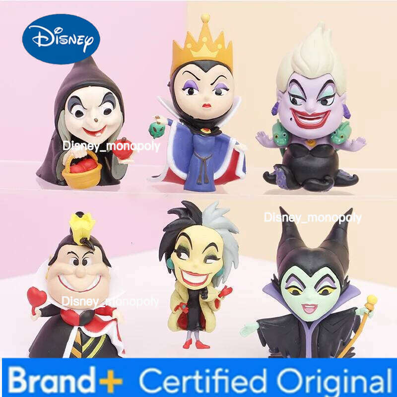 Disney 6pcs/Set Anime Villain Queen Cruella Maleficent Evil Witch Action Figure Collection Model Doll Toys Kids Birthday Gift H260105 H260105