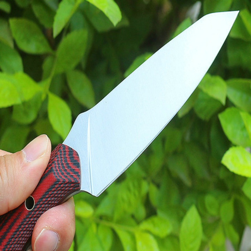 Free Shipping Outdoor Small Straight Knife Double Color G10 Camping Survival High Hardness D2 Steel Stainless Steel Creative Gift Knife with Leather C