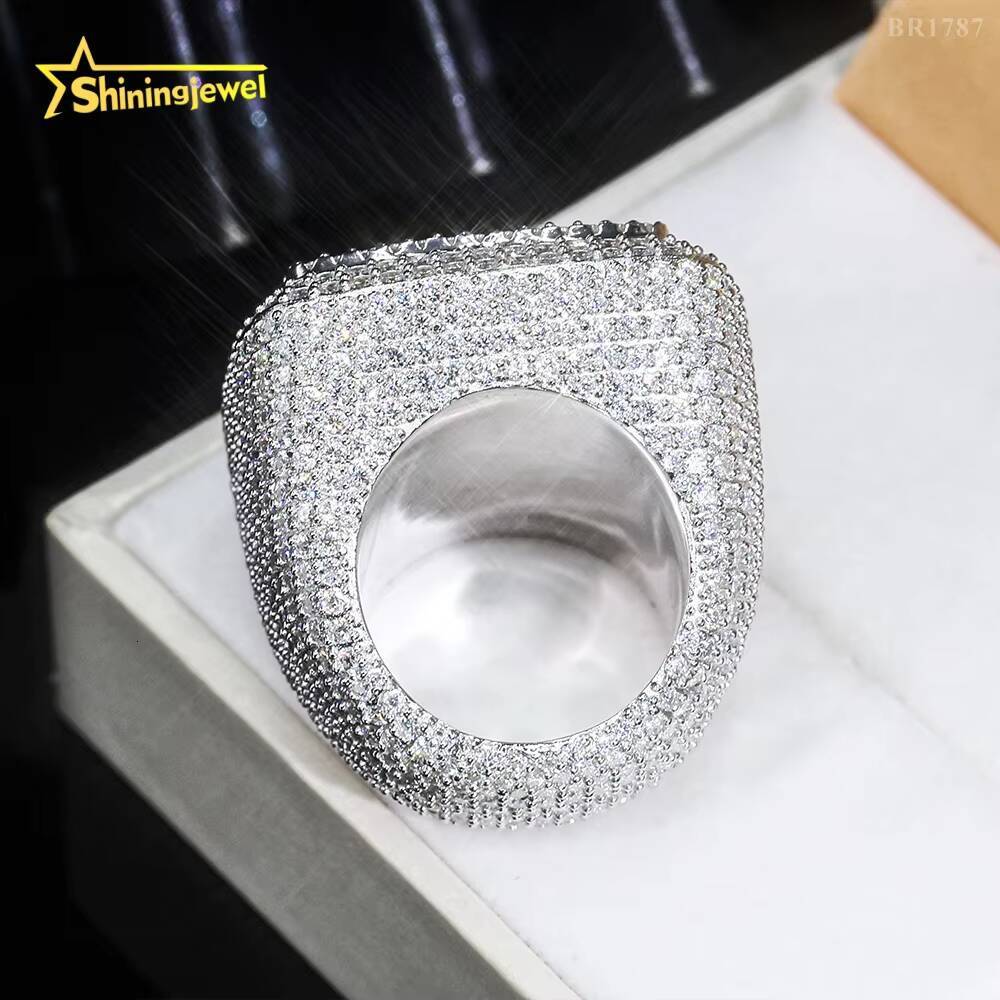 Luxury Style Ready to Ship Lab Diamond Jewelry Custom Ring Silver 925 Vvs Moissanite Iced Out Hip Hop Jewelry Mens Ring