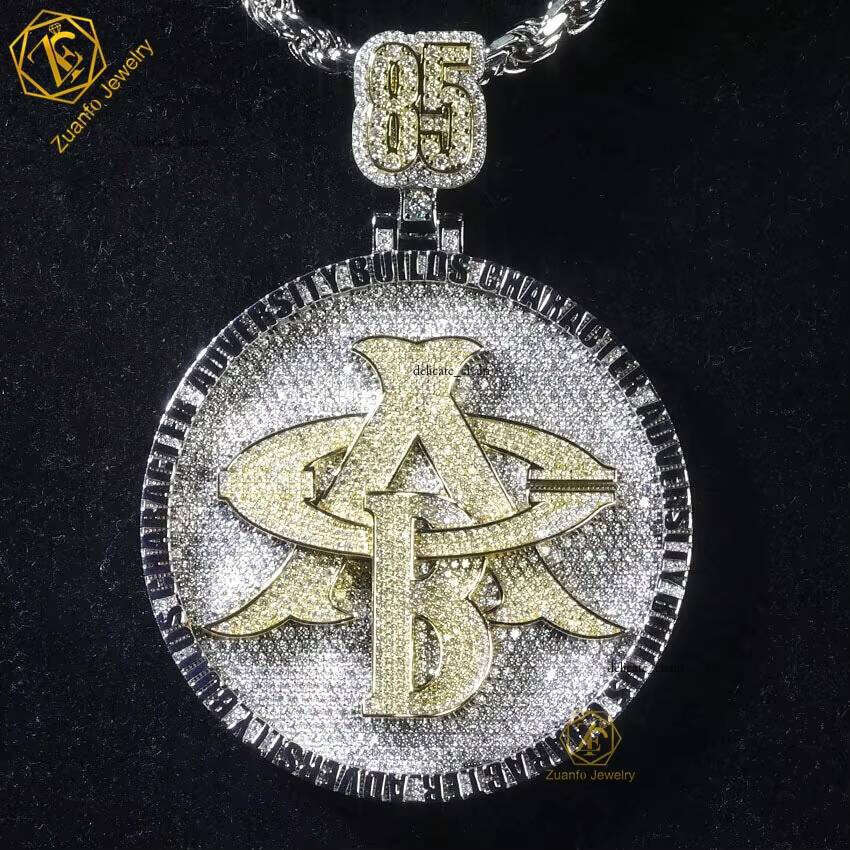Custom 925 Silver VVS Moissanite Tester Pendant with Ice Moissanite Hip-Hop Name and Letter Design Chain Jewelry