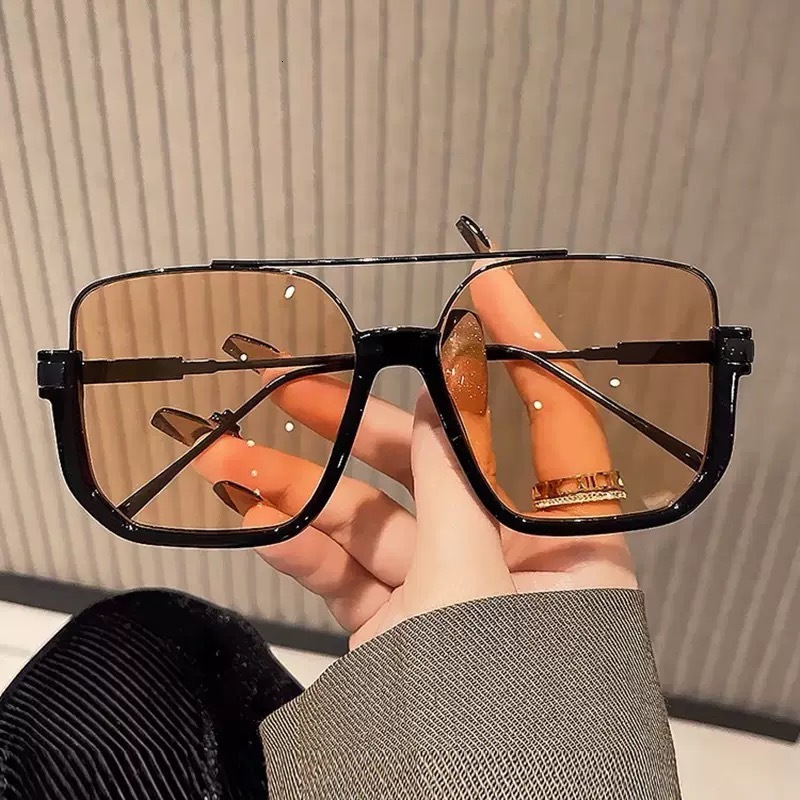 Double-beam Square Large-frame Men's Sunglasses Luxury Fashion High-end Designer Sunglasses Street Style Women's Sunglasses With Box