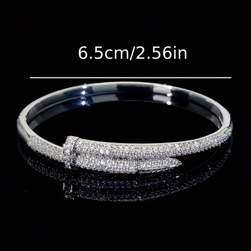 AAA Zircon Diamond Designer Bangle Cuff Bracelets Nail Cross Shape Gold Plated Trendy Versatile Jewelry Factory Price Wholesale - view 4