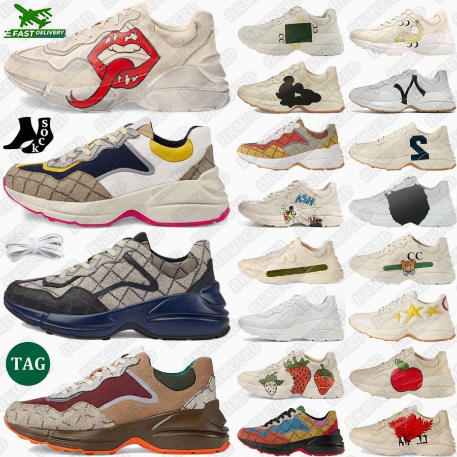 Designer Rython shoes Rhyton Sneaker sneakers shoe mens Grey Navy Multicolor White 25 Black Stars Mouth Beige Ebony Worldwide men womens V4De#