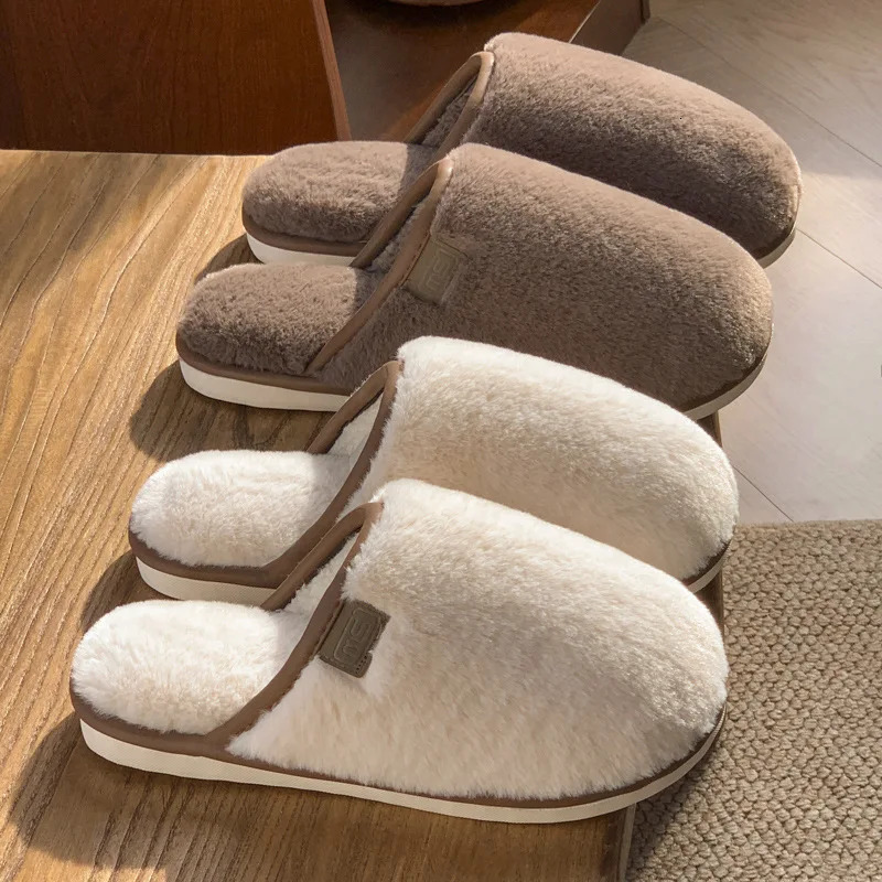 Asgard Womens Winter Fur House Slippers Fuzzy Couple Bedroom Flat Slides Soft Sole Plush Fluffy Shoes 260104