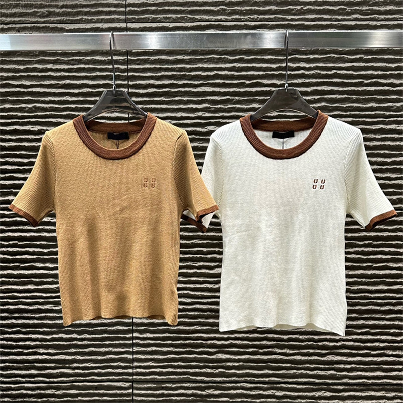 Girl Designer Spliced Tees College Style Loose Letter Embroidery Simple Top Sporty Daily Outfits Summer Top