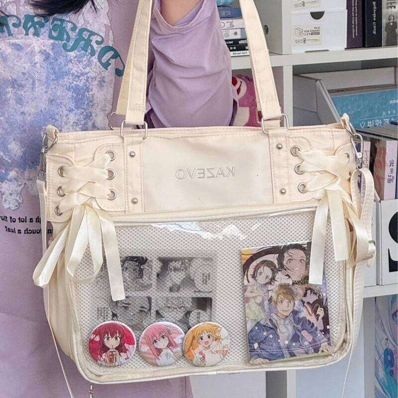 College Style Crossbody with Ribbon Large Capacity for Class Book Carrying Mailman Girls Bow JK Shoulder Ita Bag Handbag