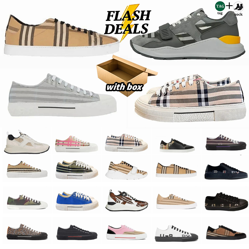 With box designer dress shoes Vintage Ramsey Check sneakers Regis Cotton Suede mens Archive pink Beige Birch Brown Soft Blue Chalkf trainers Free shipping