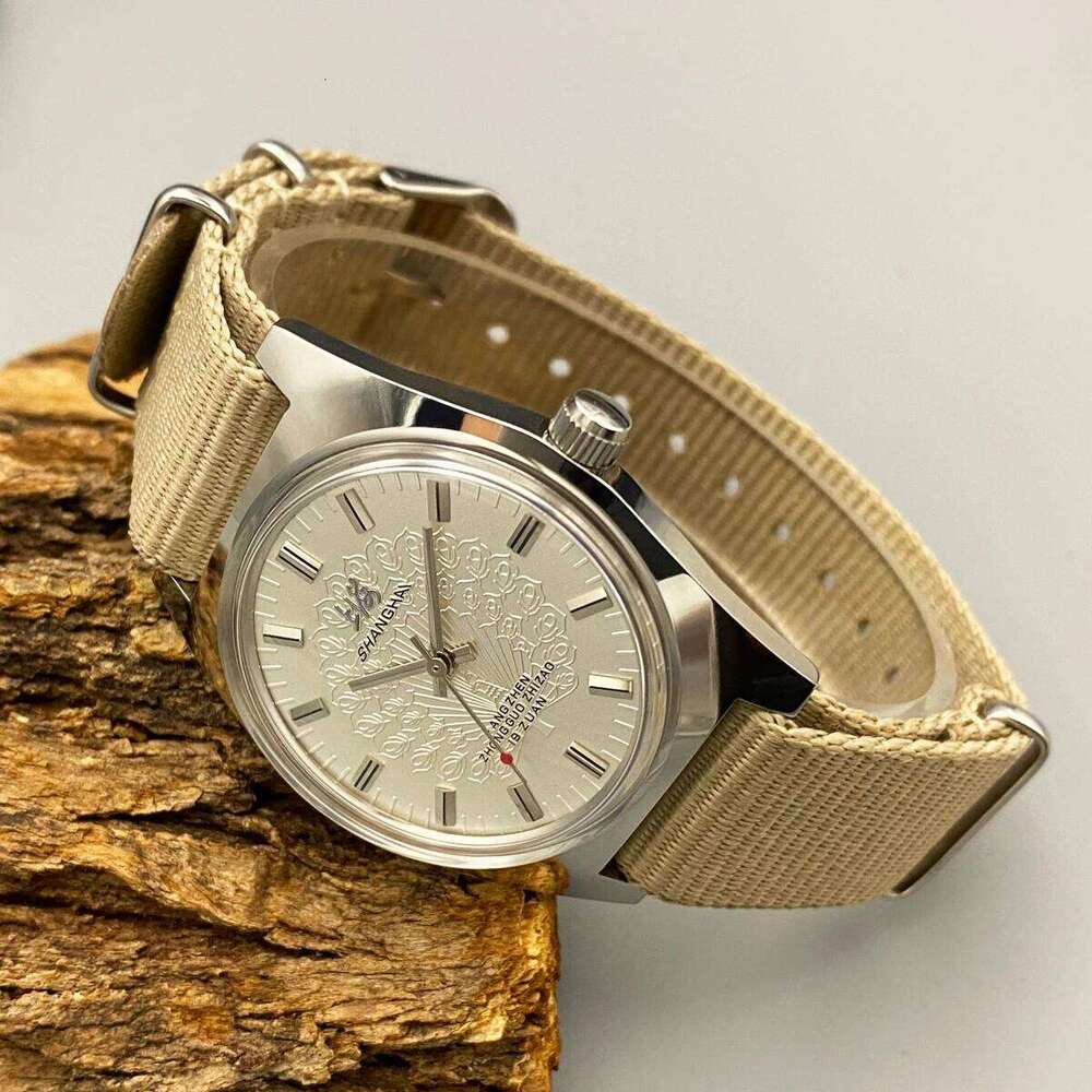 Shanghai 36MM Hand-Wind Mechanical 7120 - Stainless Steel Waterproof Bauhaus Design Watch for Men 26N0105