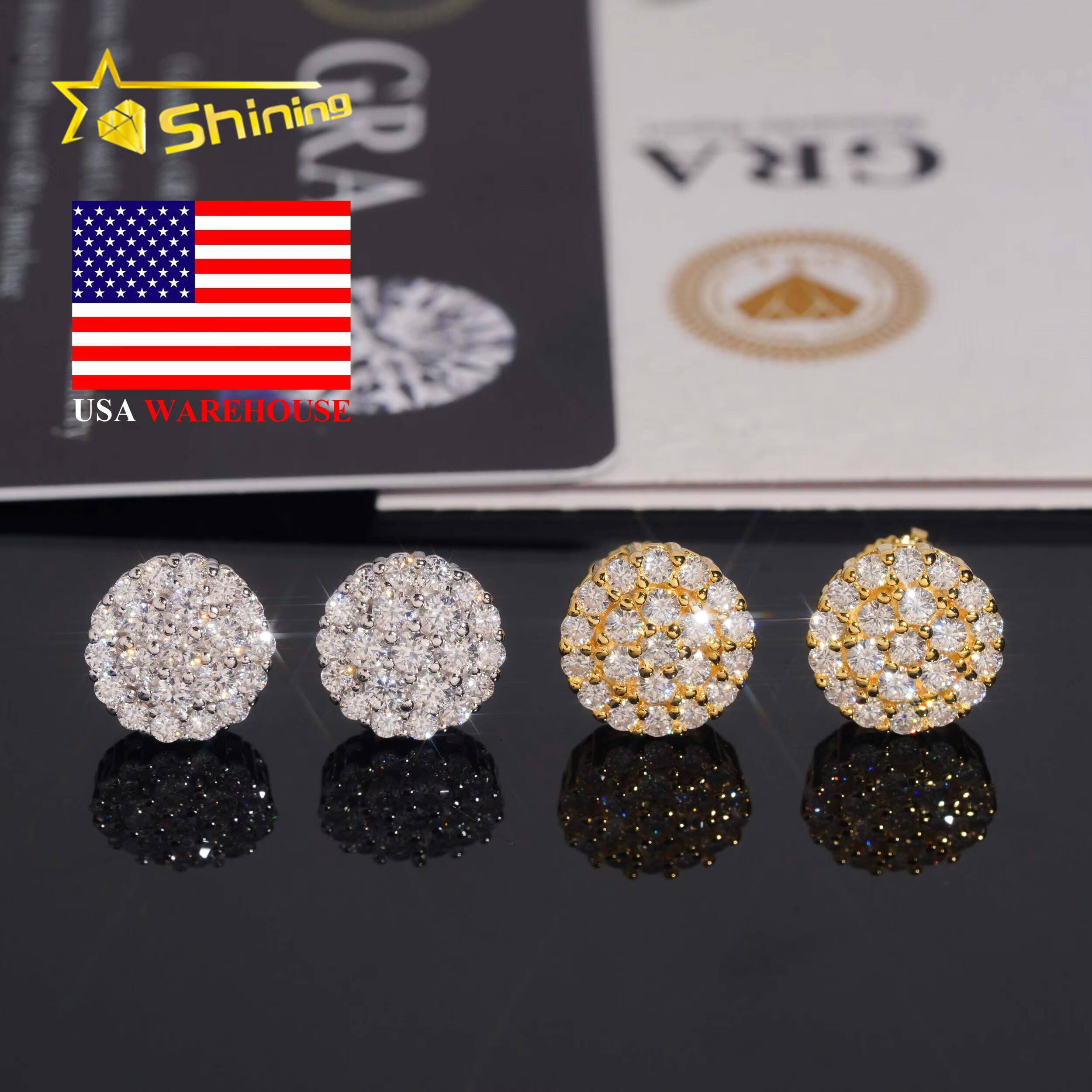 Wholesale Bulk 925 Sterling Silver Fashion Cute Earrings Small Stud Vvs Miossanite With Certificate Gold Plated