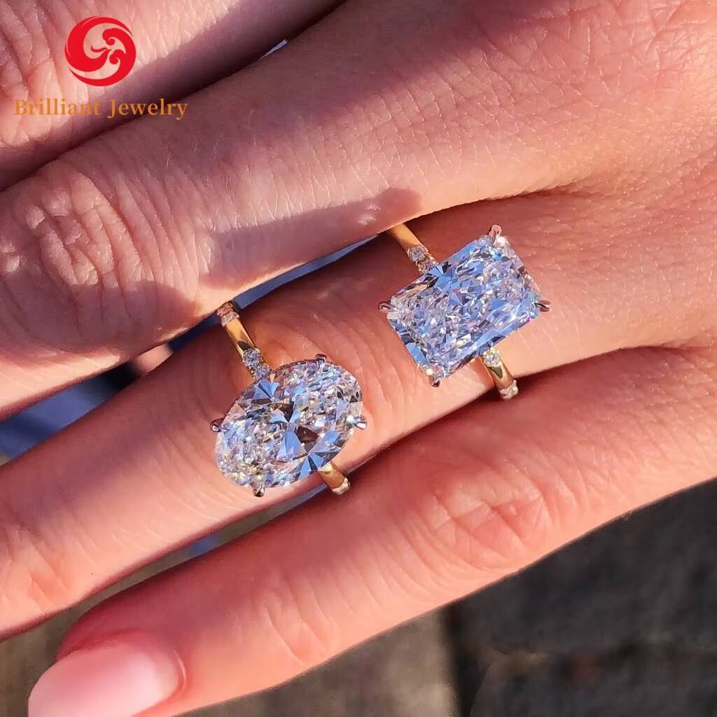 1ct 2ct 3ct 5ct Moissanite Ring 10k 14k 18k Gold Plated S925 Sterling Silver Engagement Diamond Rings for Women