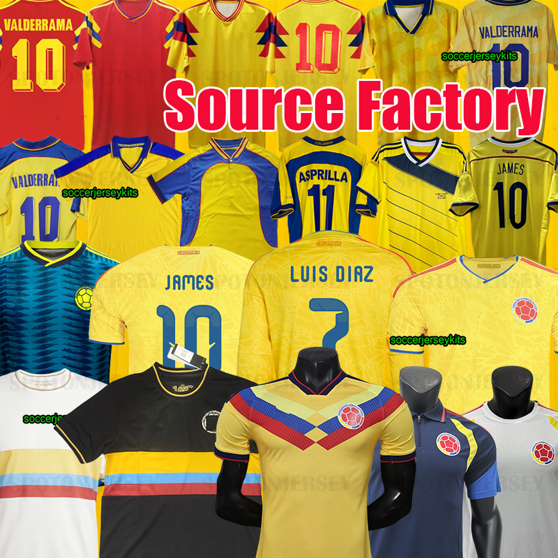 Colombia Soccer Jerseys long sleeve 1994 Retro Kits 2024 Centenary 100th Kit 1998 2001 Vintage 2014 JAMES Colombia Football Shirt Camisetas world cup 2026