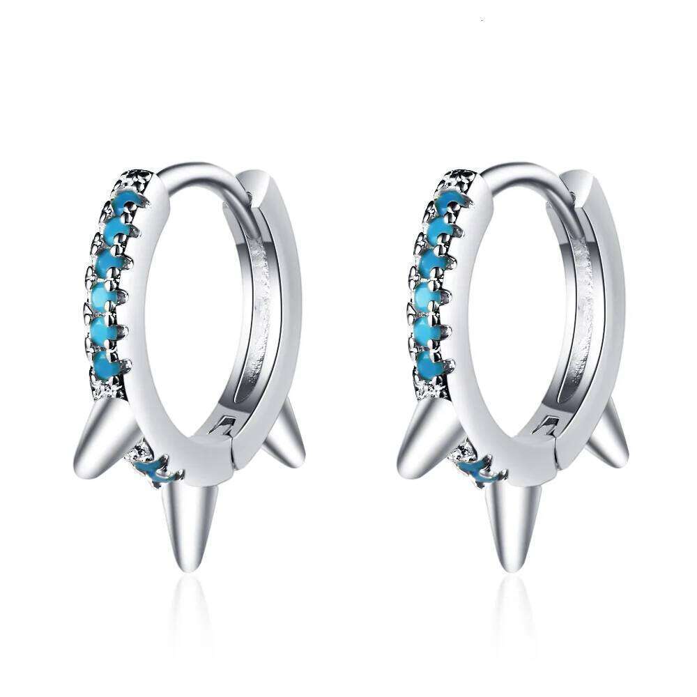 925 Sterling Silver with Blue Turquoise Cone Earrings Ladies Fashion Simple Birthday Wedding Anniversary Jewelry Gift