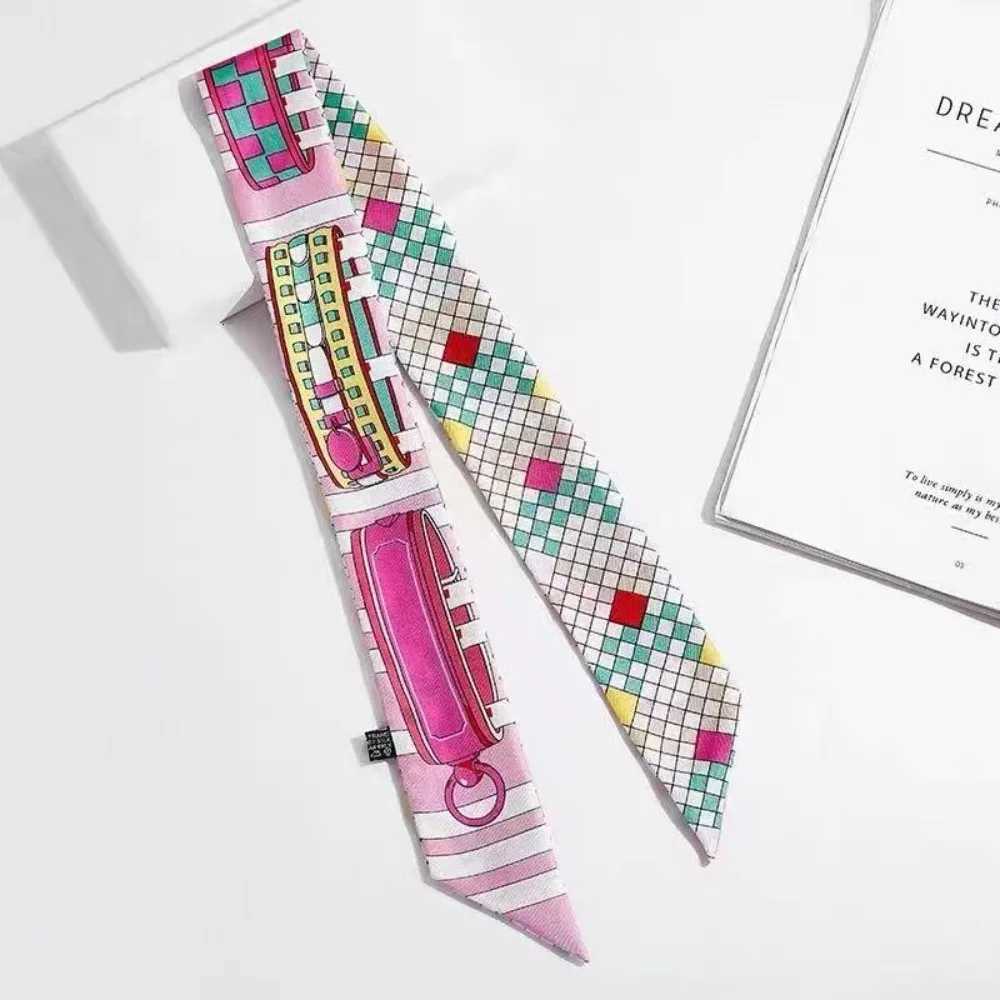 Printed Silk Scarf for Wen Summer Lightweight Neck Scarf Collar Bandana Bag Str Decorative Present Gift Accories Y260104