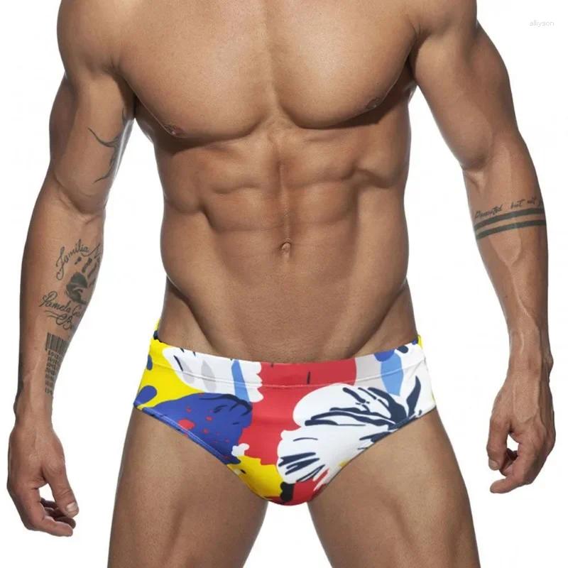 Men's Swimwear Men Artistic Printing Swimming Trunks Briefs Bikini Board Surf Shorts Boxer Swimsuits Waterproof Beach Sports Underwear Z260314