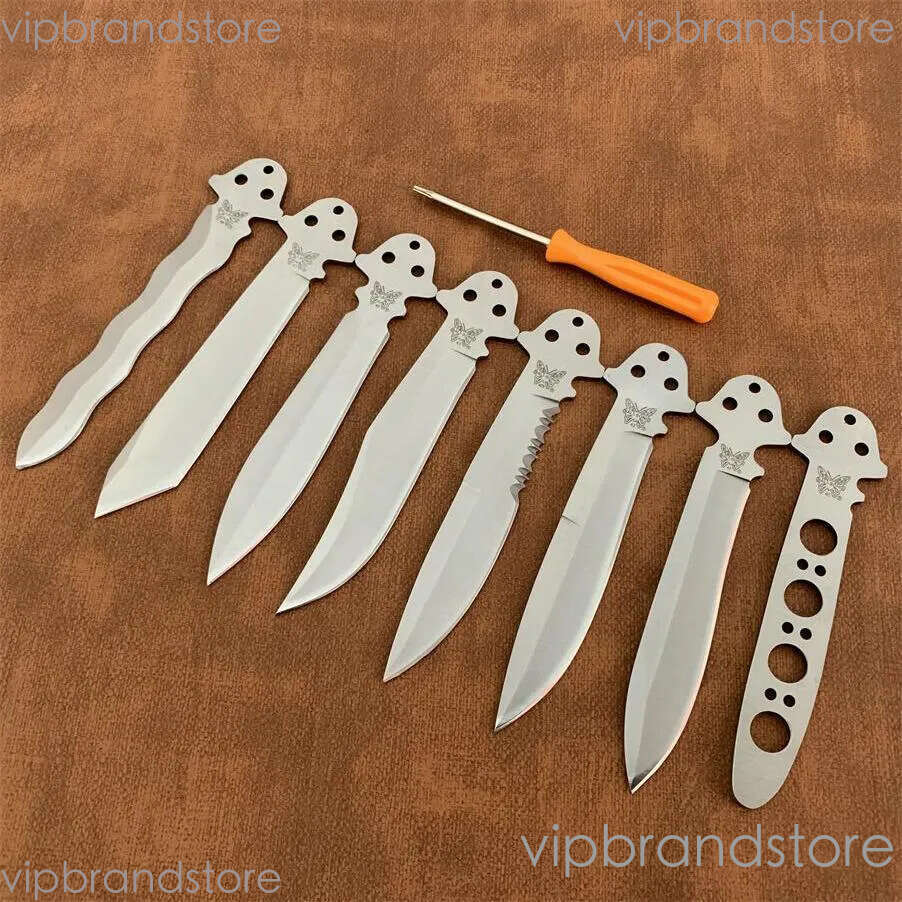 8Models BM42 Trainer Free-swinging Knife 3.74 fixed blade knife 440C Plain Blade, Stainless steel Handles For BM40 BM41 BM43 BM46 BM47 BM49