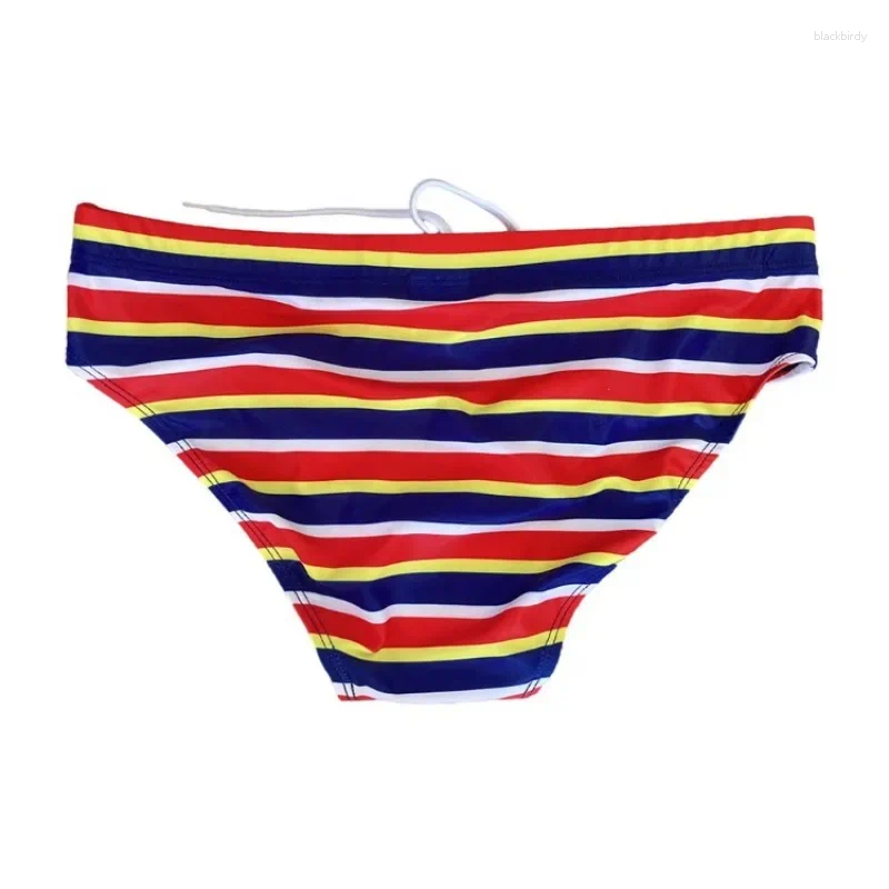 Men's Swimwear Sexy Stripes Swimming Trunks Summer Quick Drying Breathable Swim Suit Low Wait Briefs Bikini Sports Surfing Beach Shorts Z260314