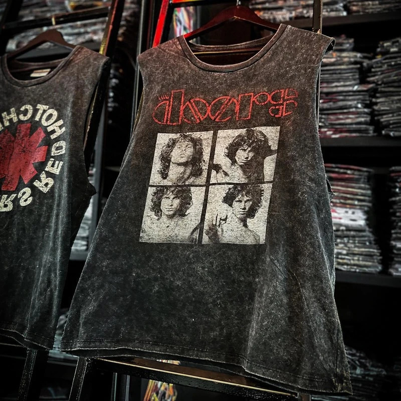 American Rock Band Printed Vintage Washed Sports Vest Cotton Sleeveless Mens Tshirt Hiphop Gym Clothing Tank Top Summer 260104