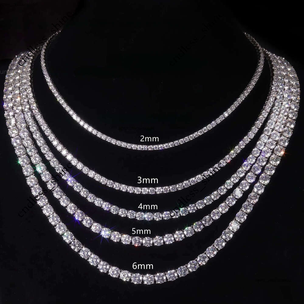 Pass Diamond Tester with GRA 925 Silver Ice Out Necklace Vvs D Color Moissanite Tennis Chain for Men