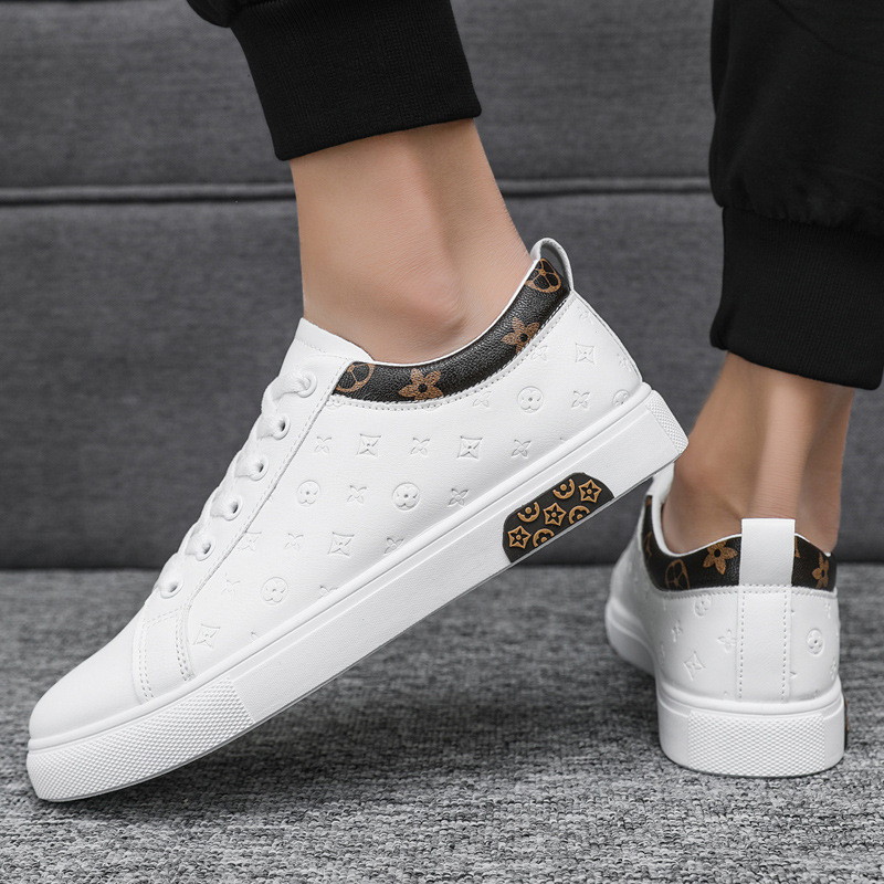 Free Shipping New Design Men's Light Luxury Versatile Sneakers Fashion Trend Round Toe Low Top Embossed Casual Shoes