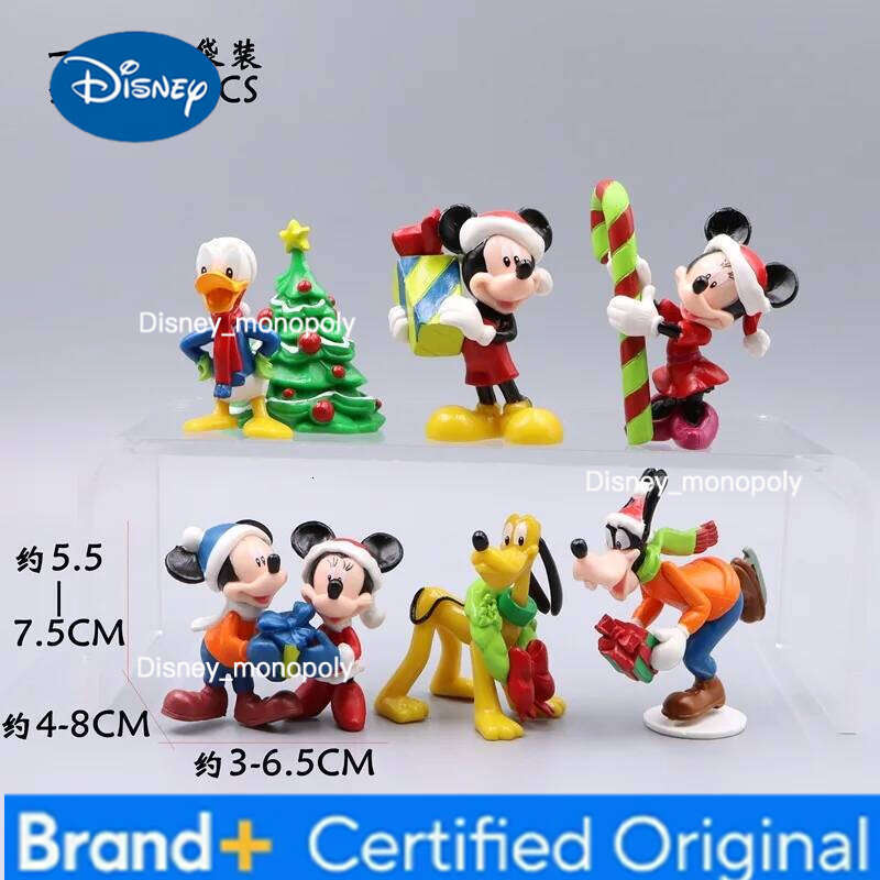 Disney 6pcs/set Mickey Mouse Minnie Donald Duck PVC Model Christmas Ornaments Collection Decoration Children Charm Toys Gifts H260105