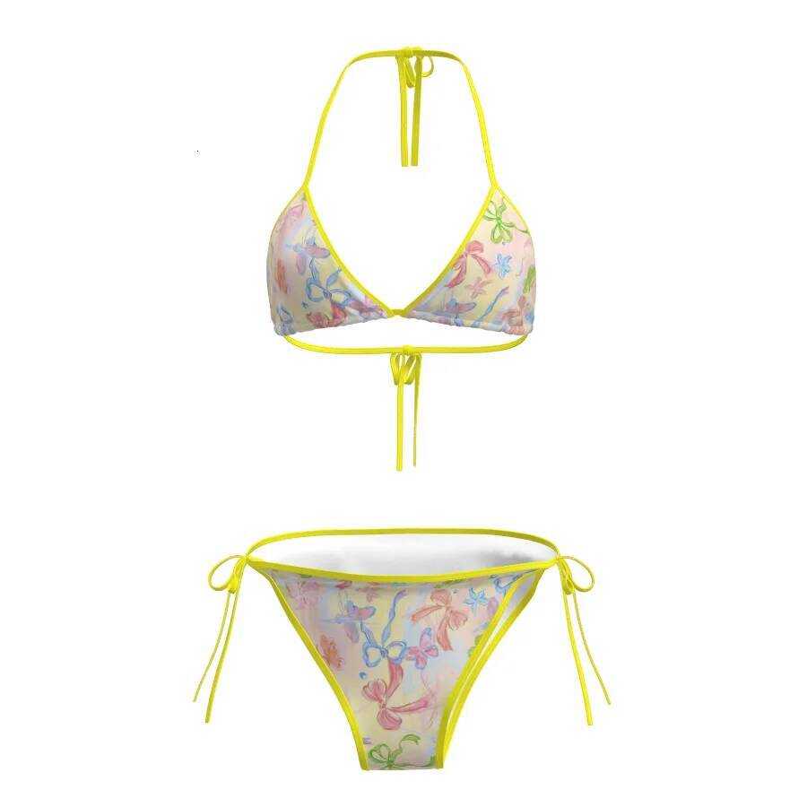 Bestseller Sexy Push Up High Waist Bikini Set Women's Tummy Control Cut Out Tops Floral Swimsuit Beachwear Beach Bathing Suit 2025 New ddmytues