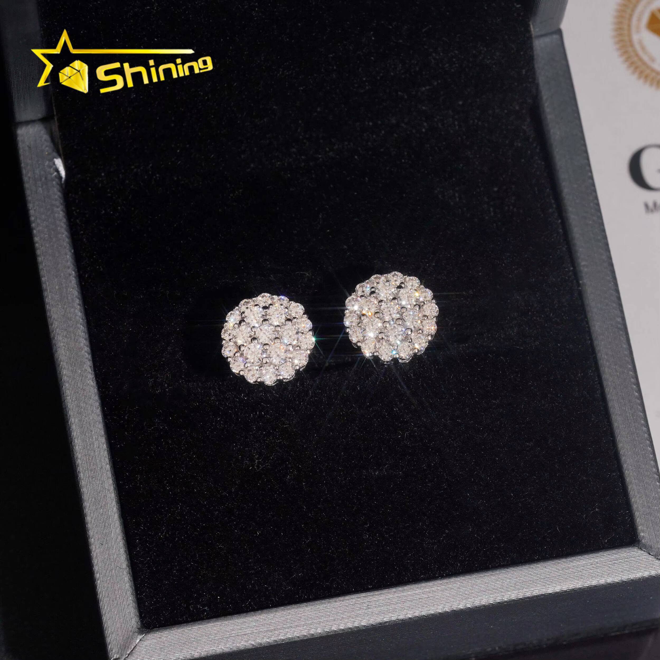 Wholesale Bulk 925 Sterling Silver Fashion Cute Earrings Small Stud Vvs Miossanite With Certificate Gold Plated