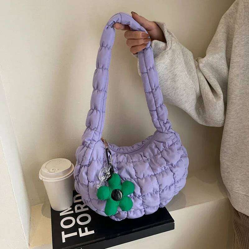 Women's Korean Version Sweet Girly Style Shoulder Casual Bubble Dumpling Bag Fold Cloud Bags Fashion Exquisite