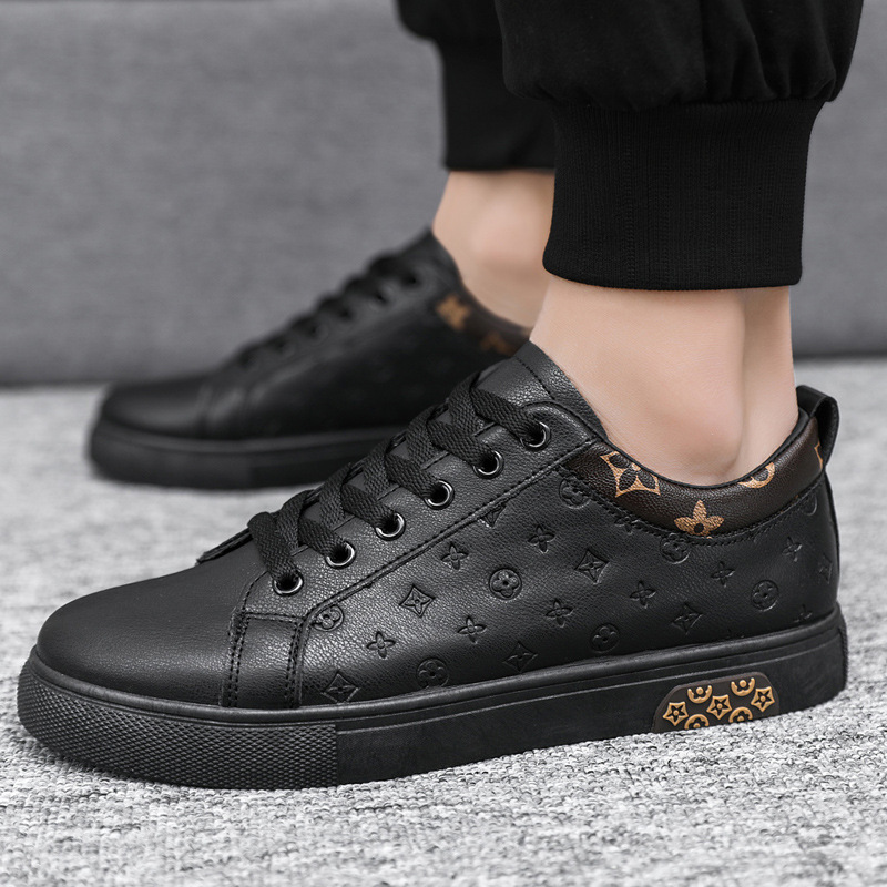 Free Shipping New Design Men's Light Luxury Versatile Sneakers Fashion Trend Round Toe Low Top Embossed Casual Shoes