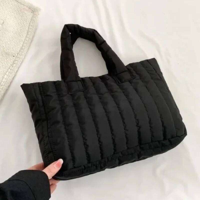 1pcs Ladies Tote Bags Large Capacity Cotton Padded Bag Solid Color Casual Fashion Nylon Elegant for Handbag