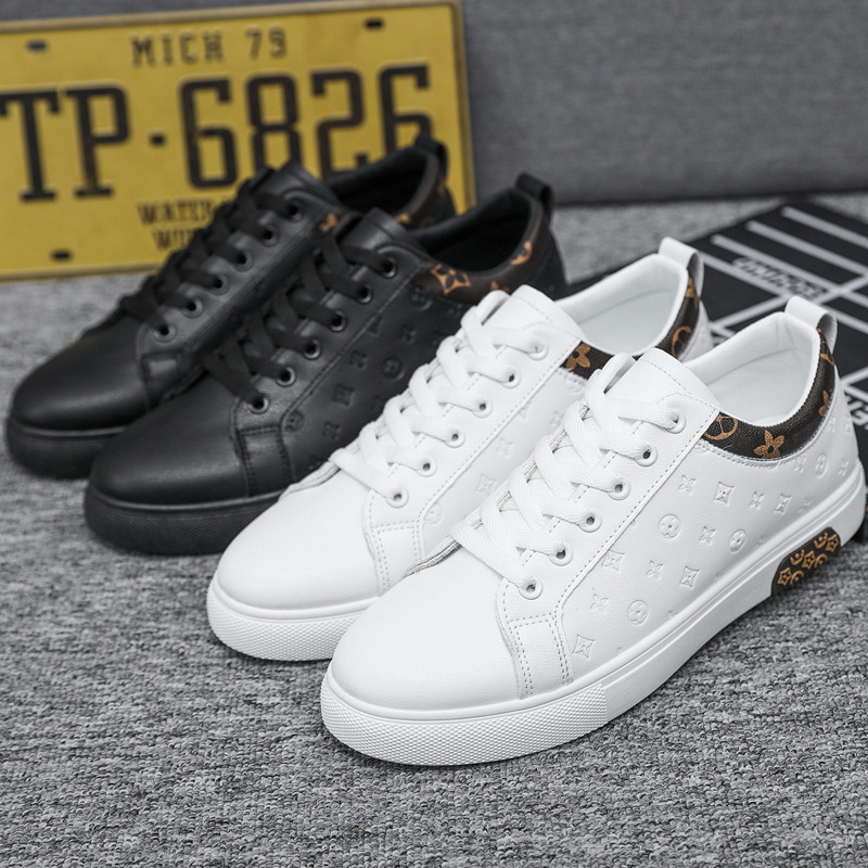 Free Shipping New Design Men's Light Luxury Versatile Sneakers Fashion Trend Round Toe Low Top Embossed Casual Shoes