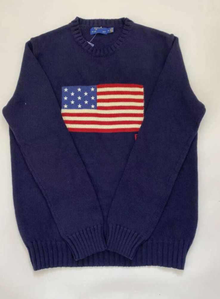 Men's hooded sweatshirt fashionable Clothes Mens Navy Blue Knitted Sweater Polo Shirt Round Neck Cotton Loose Retro Fashion Casual High Quality fallow 2026