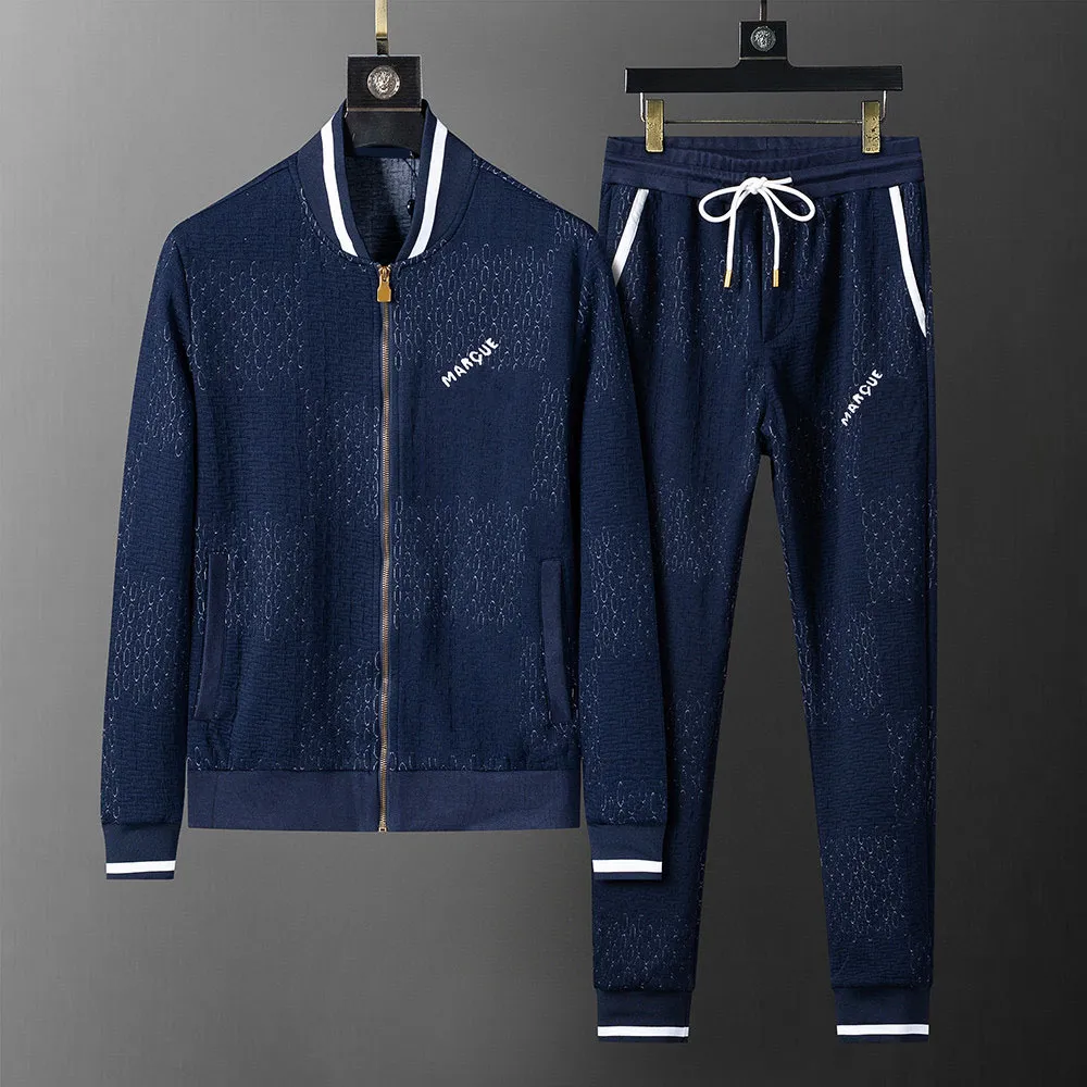 Designer Mens Tracksuits jackets Set men sleeve with ribbon letter print sport pants man Cardigan Jacket striped Patchwork zip tracksuit asian